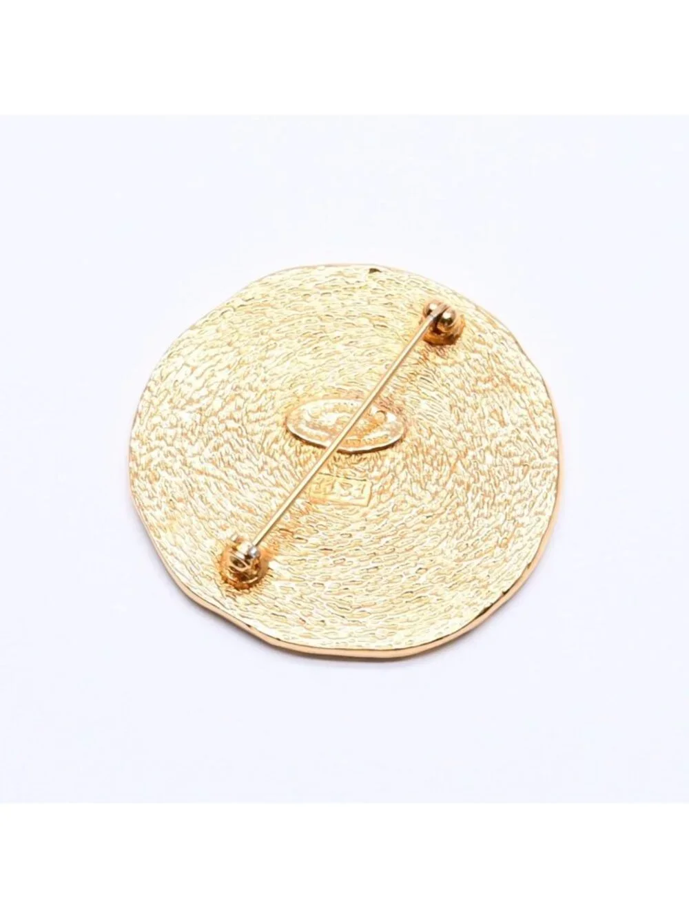 Chanel CC Logo Brooch Metal Cambon Coin Round Gold